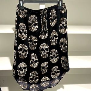 SHEIN Leopard Skeleton Print High Low Hem Skirt Med